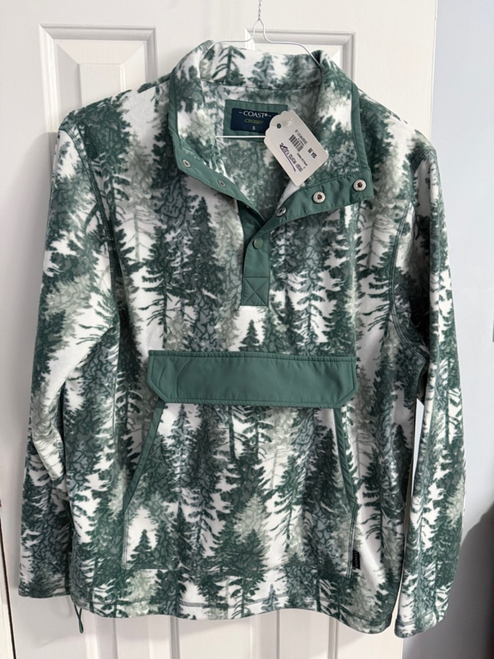 Coastline Forest-Print Pullover Jacket - Green/White